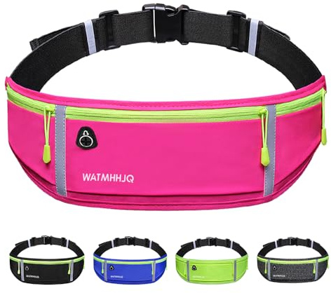 Laufgürtel für Männer Frauen, Wasserdichter Bauchtasche mit 3 Taschen, Handytasche Universal, Verstellbarer Hüftbeutel für Joggen, Wandern, Reisen (Rose)