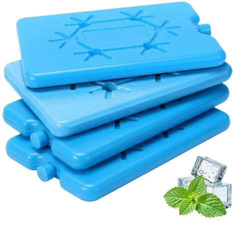 4 Pack Reusable Freezer Blocks, Ice Packs for Cool Box, Slim Ice Blocks for Cool Bags, Portable Ice Packs for Lunch Box, Durable Reusable Cooling Packs for Camping Picnic Outdoor
