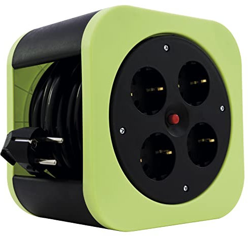 REV Kabeltrommel, Innenbereich, 4 Schutzkontaktsteckdosen, 10 m, grün
