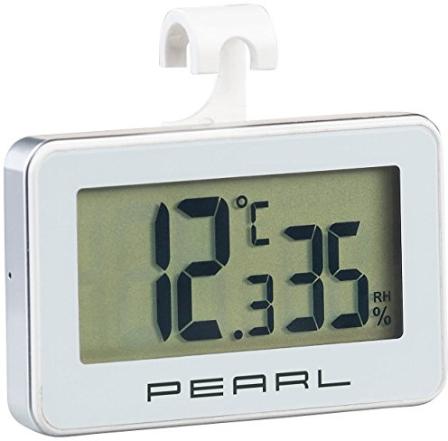 PEARL Kühlthermometer: Digitales Kühlschrank-Thermometer und -Hygrometer mit Haken (Digitales Kühlschrankthermometer, Digitalthermometer, Kfz)