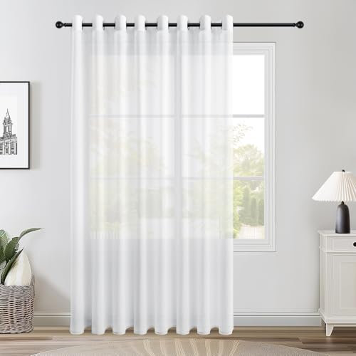 Topfinel 1 Panel Voile Curtain Eyelet 90 Wide x 90 Drop (White, 228cm x 228cm)