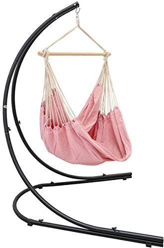 AMANKA XXL Hängesessel mit Gestell - Hängestuhl 185x130cm mit 210cm Metall Ständer für Garten - Großer Outdoor & Indoor Hängesitz für Erwachsene - Metallgestell Wetterfest für Balkon und Terrasse