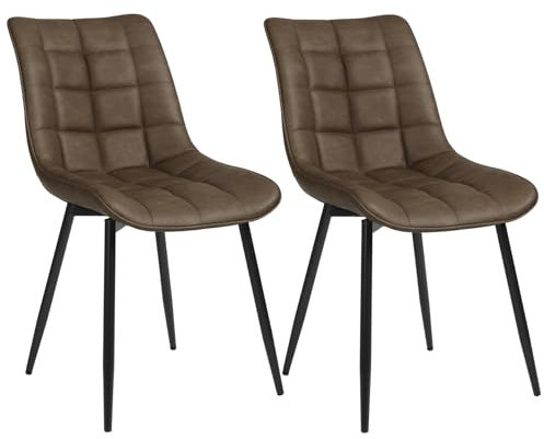 WOLTU Esszimmerstühle 2er Set, für Wohnzimmer Küche Esszimmer, Küchenstühle gepolstert mit Rückenlehne, Sitzfläche aus Kunstleder, mit Metallbeinen, bis 150 kg belastbar, Braun
