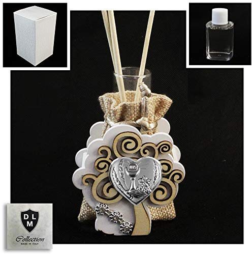 DLM-30382 (Kit 6 Pezzi) Profumatore in Vetro e Tessuto Albero della Vita Calice della Prima Comunione Diffusore per Ambienti Profumo bomboniera