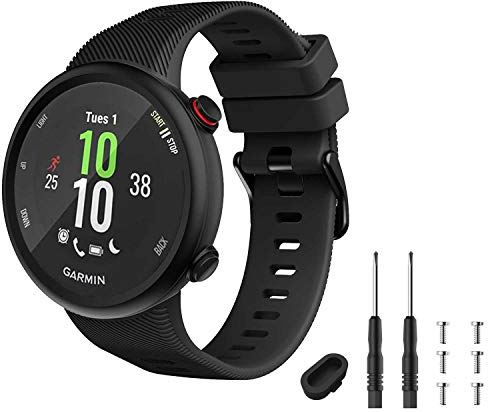 TopPerfekt GVFM Armband kompatibel mit Garmin Forerunner 45s, Sport-Silikon-Armband, Ersatzarmband für Forerunner 45s (Schwarz)