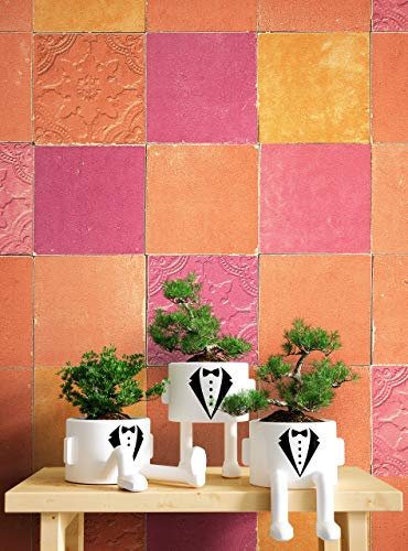 NEWROOM Tapete Orange Vliestapete Fliesen - Fliesenoptik Vintage Rot Lila Mosaik Kacheln Mustertapete Modern Orientalisch inkl. Tapezier-Ratgeber