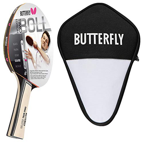 Butterfly® Timo Boll Silver 85015 Tischtennisschläger | Tischtennis Racket TT Bat Hobbyschläger für ambitionierte Freizeitspieler | hochwertig | ITTF zertifizierter Addoy Belag | anatomische Griffform