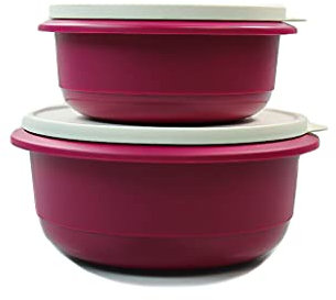 Tupperware Rührschüssel Pro 2,0 L + 1,0 L Dunkelpink Hefeteig Hefe Teig Schüssel Germteig