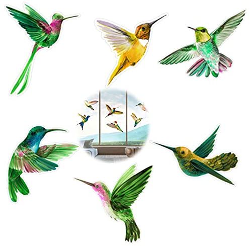 KPDJCYGG Stickers Anti Collision pour Vitres Autocollant de protection des oiseaux de véranda Stickers fenêtre oiseaux de jardin Stickers Muraux Oiseau Colibri pour Fenêtre, Salon, Bureau 6 Pièces