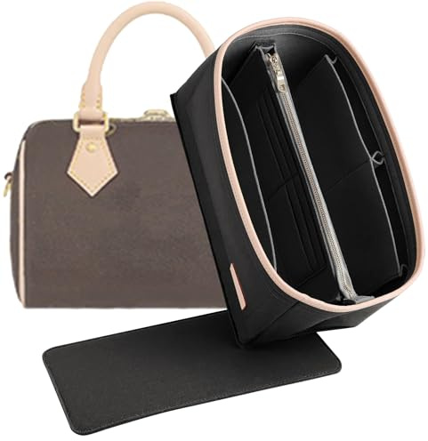 Doxo Väskorganisatör och bottenförstärkare, 2-pack, filtorganisatör för handväska – passar LV Speedy Neverfull (L, svart)