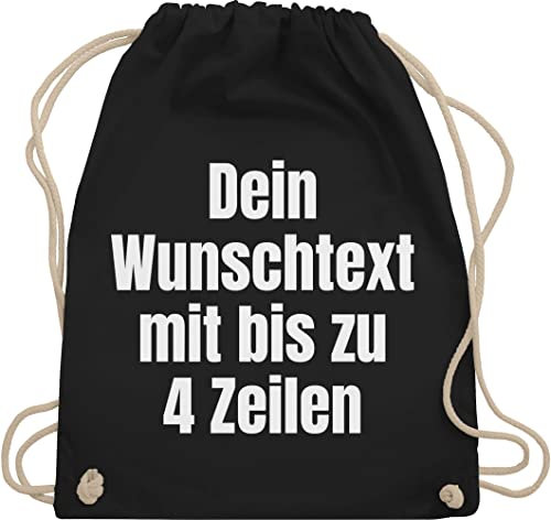 Turnbeutel Rucksack - Aufdruck selbst gestalten - Wunschtext I Eigener Text I Custom Text - Unisize - Schwarz - personalisierter beutel stoffbeutel name personalisierte datum stoffrucksack