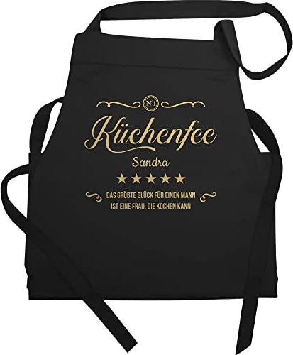 Geschenk mit Namen personalisiert by Shirtracer - Schürze - Kochschürze Damen Frauen - Küchenfee No.1 mit Name und Spruch personalisiert I Kochliebhaberin I Geschenk Köchin