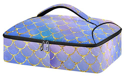 JUMBEAR Cacerola aislada, bolsa de transporte de escamas de pescado de colores, cazuelas para alimentos fríos o calientes, apto para cenas, fiestas, camping