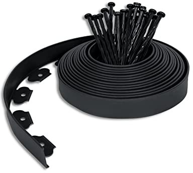 SUBTLETY 10m Bordure de Pelouse Bordure de Parterre avec Ancrage de Terre Fixe Plastique Bordure de Jardin Flexible Fleurs Résistante aux Intempéries pour Bordure de Jardin Bordures de Chemin (Noir)