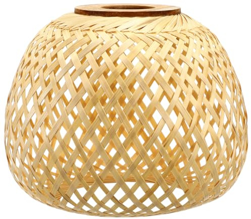 Happyyami Rattan-Lichtschirm Geflecht Lampenschirm Gewebt Kronleuchter Lampenschirm Rattan Korb Pendelleuchte Abdeckung Für Deckenpendelleuchte Stehlampe Stehlampenschirm
