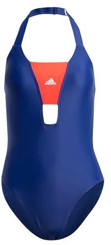 adidas Donna Sportswear Colorblock Swimsuit, Dark Blue/Bright Red, 34