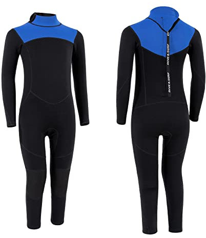 YDQUANI Kinder Neoprenanzug, 2 mm, für Jungen und Mädchen, zum Surfen, Freiwasserschwimmen, Schnorcheln, Bodyboarden, in Blau, für aktive Kinder (Unisex)