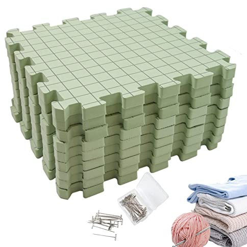 majs Spannmatten Mit Raster, Matten Zum Spannen Für Handarbeiten Stricken Häkeln Spitze Tiefe Spannunterlagen Set, 50 Stabile Rostfreie T-Nadeln, Stricken Von Extra Dicken Blockierbrettern