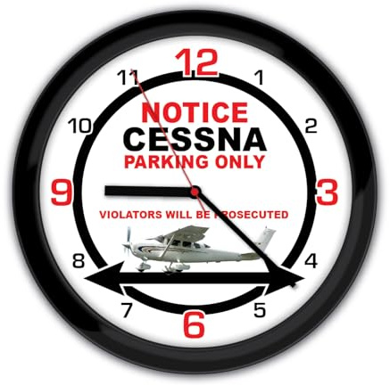 Cessna Parking Wall Clock - Gift, Decor, Black or White Frame Room
