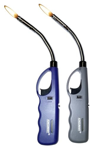 2 Stück KONSUMANY Stabfeuerzeug biegsam flexibel Gas Feuerzeug 26,5cm Lang Nachfüllbar