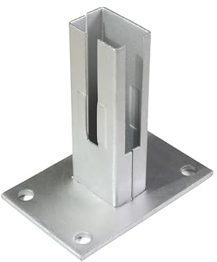 Bodenplatte, 10 Stück, verzinkt, 125x125mm für 60x40 mm Pfosten für Doppelstabmatten- Stabmattenzaun
