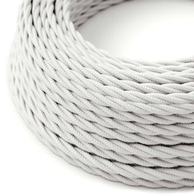 HALOTEC Câble Textile électrique Tressé Blanc 5 mètres | Câble torsadé pour Lampe Textile 2 Conducteurs 2x0,75mm² | Fil Électrique Tissu pour Éclairage | Cordon torsadé