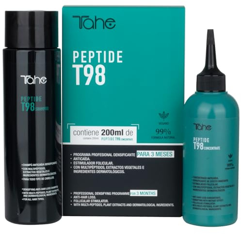 Tahe Peptide T98 Pack Programa anticaída del cabello para 3 meses: Tratamiento concentrado 200 ml + Champú anticaída 300 ml