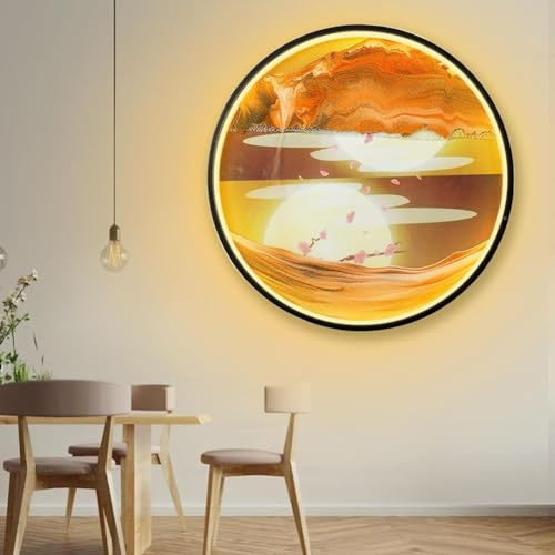 GeRRiT Tableaux De Sable Rotatifs avec Lumière LED, Cadre Sable Mouvant,Art De Sable Mouvant, 3D Paysage Naturel Dynamique, Sable Déco pour Bureau Déco Et Salon (Color : D)