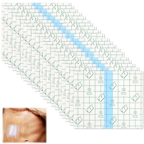 Película De Vendaje Transparente Impermeable - 20 Piezas, 10 x 12 cm - Cinta Adhesiva Anti-Alérgica para Heridas, Tatuajes, Deportes, Natación y Ducha, Anti-Alérgica