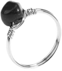 Tesselite Steinring – Damenring, Naturstein, unregelmäßiger Amethyst, Tigerauge, weiß, gewickelter Ring, modischer, neuartiger Schmuck, Party, Alltagskleidung, Obsidian S, Einheitsgröße