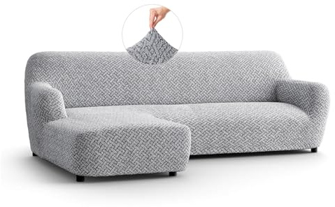 PAULATO - Bezug für Sofas mit linker Halbinsel (gesehen von vorne), Sofabezug für Ecksofa in L-Form aus Mikrofaser, kratzfestes und maschinenwaschbares Gewebe, Made in Italy, Venezia Grau