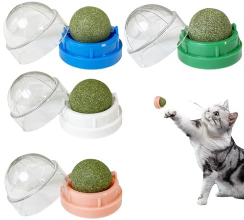 WeddHuis 4 Stück Katzenminze Balls Spielzeug für Katze, Drehbare Katzenminze Ball Katzenminze Bälle Wand Catnip Balls Toys für Katze