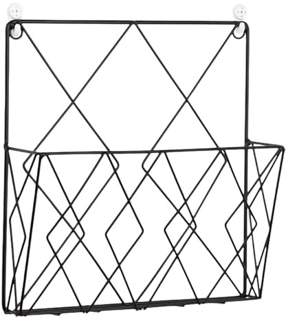 TQEBWUS Zeitschriftenhalter, Wandmontage, aus Metall, einfach, Aufbewahrungskorb für Zuhause, Büro, für Dokumente, Briefpapier – Schwarz