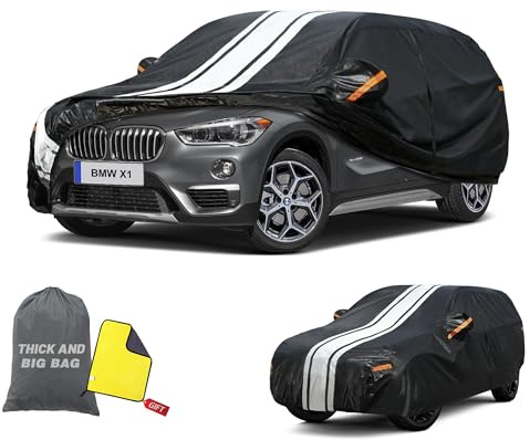 Cowtcver Autoabdeckung Wasserdicht für BMW X1 E84/F48/F49/U11 2009-2026 | 10 Schichten Vollgarage Autoplane Atmungsaktiv für Sonne Staub Schutz, Abdeckplane mit Reißverschluss und Baumwollfutter.