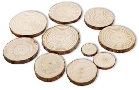 Natur Baumscheiben Deko,60 Stück Runde Holzscheibe mit Rinde Unbehandeltes Holz zum Basteln Unvollendete Holzscheiben Dünne Klein für DIY Handwerk Weihnachten Ornamente Hochzeit Home Dekoration
