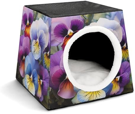 Capsule Pet Waterloo Stiefmütterchen Perfektion Bedrucktes faltbares Hundehaus Katzenhöhle Weiches Kätzchenbett Warmes Kaninchennest Chinchillas Versteck für kleine und mittelgroße Tiere im