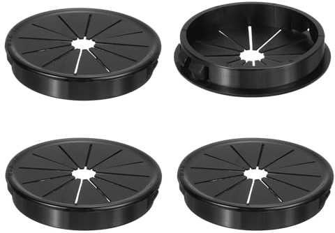 sourcing map 4Pcs Desk Grommet Black, Snap Bushing Grommet With Shutter for Holes with 2.36(60mm) Mounting, Round Nylon Snap in Cable Desk Grommet for Cables and Cords Management