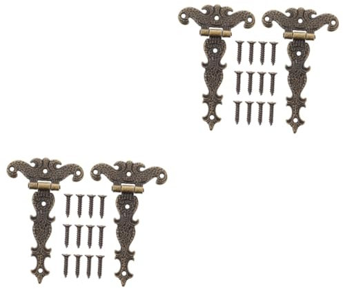 HOMSFOU 2 Sätze Scharnier Taschenlochschrauben Tür Schmiedeeisen Tor Dekoration Bolzen Sortiment Trockenbau Vorhängeschloss Griff Silber Fliegengitter Knopf Riegel Deckel 2 Stück * 2