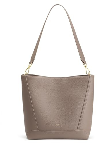 Kattee Ledertaschen und Handtaschen Mittelgroße Beuteltaschen für Damen Schultertasche aus Genarbtem Leder mit 2 Riemen