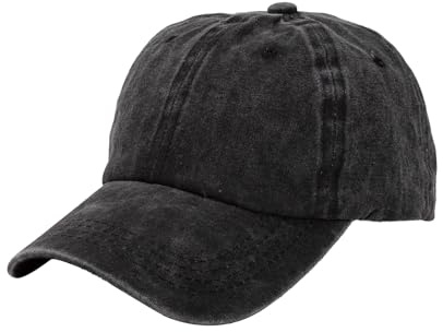 Barn justerbar tvättad bomull baseballkeps 4-12 år unisex solid vintage sportkeps pojkar klassisk sport baseballkeps barn solskärm hatt, Svart, en storlek