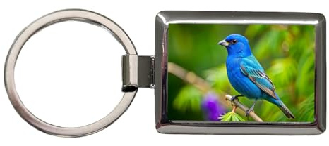 Blooza Blooza Indigo Bunting Backyard Bird Rectangle Metal Keychain