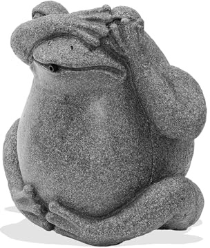 Esotec Wasserspeier Frosch Brunnenfigur für Garten-Teich Wasserspiel 100746 | Material Teichfigur Polyresin, Steindesign, 3m Schlauch, Ø8/12mm, empfohlene Solar-Teichpumpe ab 250l/h, Teichdeko 33x30x24cm