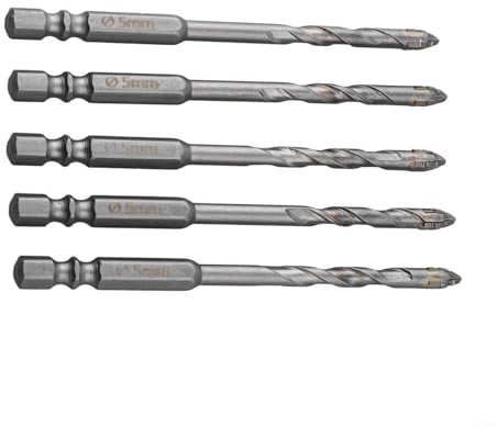 5 punte eccentriche per forare piastrelle di vetro, design triangolare e a spirale, per una maggiore stabilità e riduzione delle vibrazioni (C)