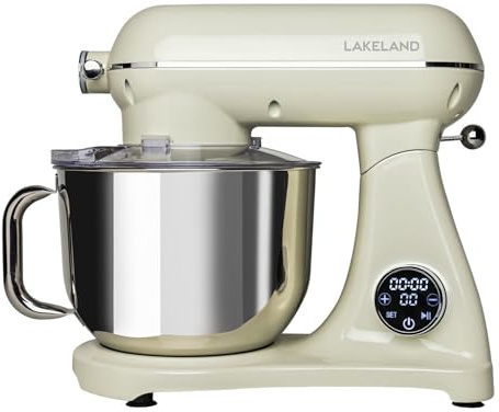 Lakeland Deluxe 6.5 Litre Stand Mixer Cream Includes whisk, dough hook and beater Planetary mixing action 10 speed settings