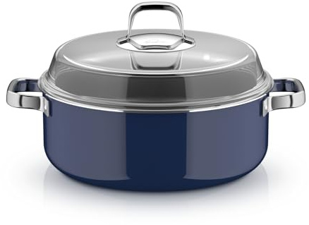 WMF Fusiontec Mineral Pro, Tim Raue Edition, Schmortopf mit Deckel, 28 cm, langlebiges, kratzfestes Material, Bräter mit Deckel, für alle Herdarten geeignet, Made in Germany, Ocean Blue, 0521425290