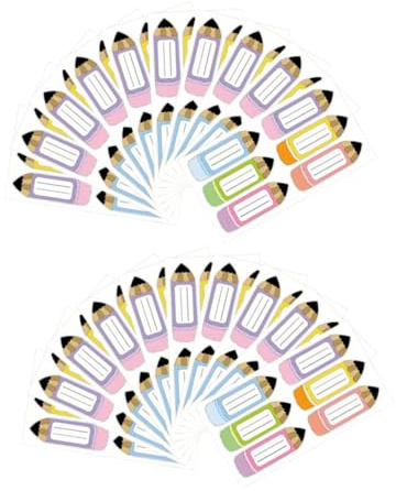 MOTHNUR 20 hojas Pegatinas de Lápiz Coloridas para Escritorios y Útiles Escolares Etiquetas Escritura Fácil para Aula y Uso Casa