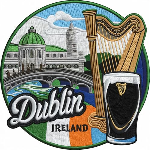 Aufnäher mit Irland-Flagge, bestickt, zum Aufbügeln oder Aufnähen (8,9 cm), Reise, Europa, Urlaub, Souvenir, Touristenemblem, Rucksack, Geschenkflicken