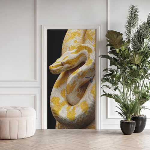 Python Türaufkleber Türfolie Wildtier Schlange Türtapete Selbstklebend Wildes Tier Türfolie Selbstklebend PVC Wasserdich Abnehmbar für Wohnzimmer Schlafzimmer Bad 90x200cm