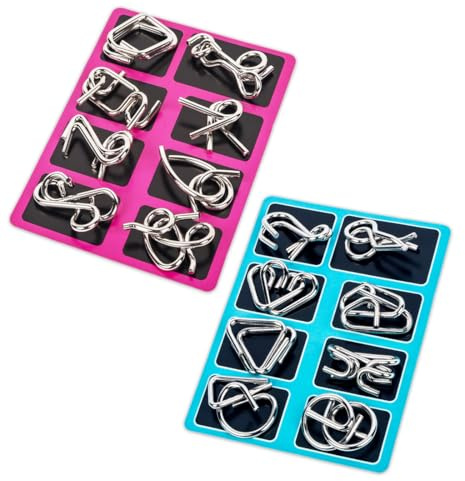 Set di rompicapo in metallo 16 pezzi, giochi di riflessione per adulti, giochi di pazienza per adulti, giochi di abilità, rompicapo per bambini, puzzle IQ 3D, idea regalo per tutte le età