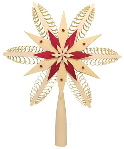 Christbaumspitze Holzstern 20 cm Baum Stern Weihnachtsdeko Erzgebirge Handarbeit Holzkunst Buettner